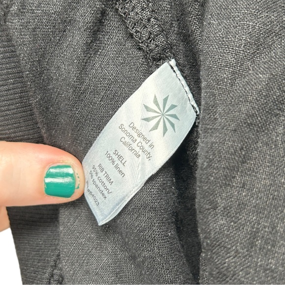 Athleta 100% Linen Wide Leg Pull-On Drawstring Waist Athletic Pants Black Size 6 - Picture 11 of 14